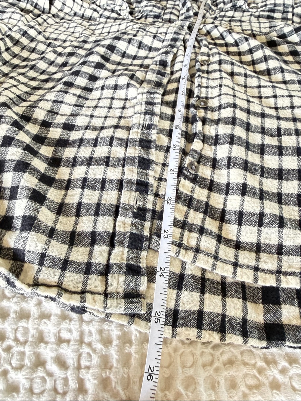 Billabong Black Cream Plaid Button Up Gauzy Shirt Large - Picture 7 of 12